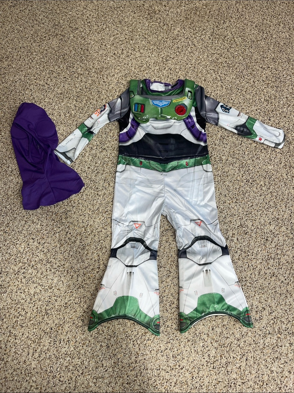 Lightyear Buzz Kids Costume — White, Green & Purple Spacesuit